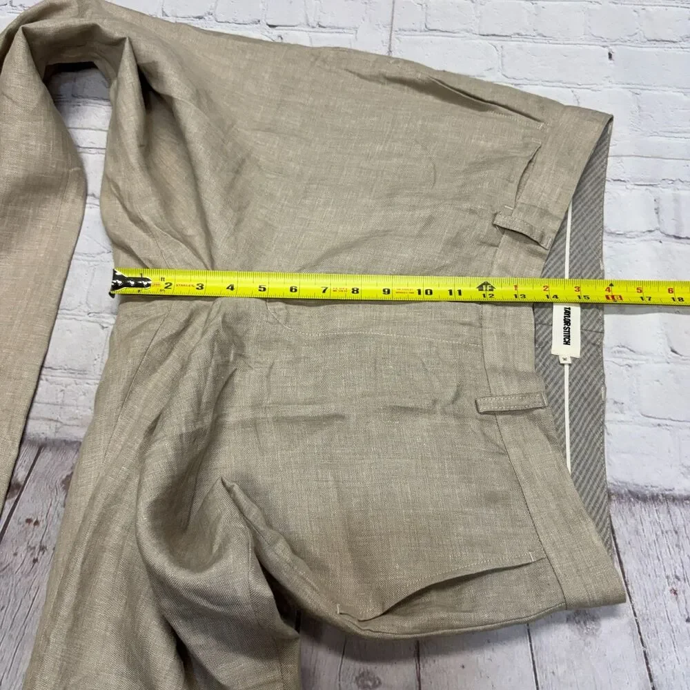 Taylor Stitch Men 100% Linen Flat Front Pants Size 34 Beige Unhemmed C129 -6